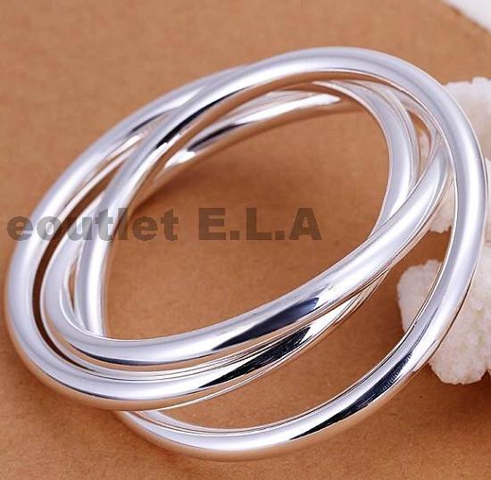 CROSSOVER WIDE SILVER BANGLES SET-3 BANGLES